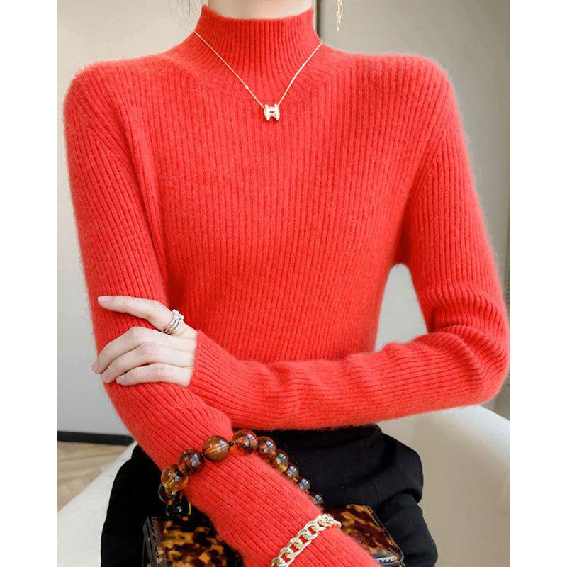 Женский зимний облегающий свитер с высоким воротником, бесшовный, 2024