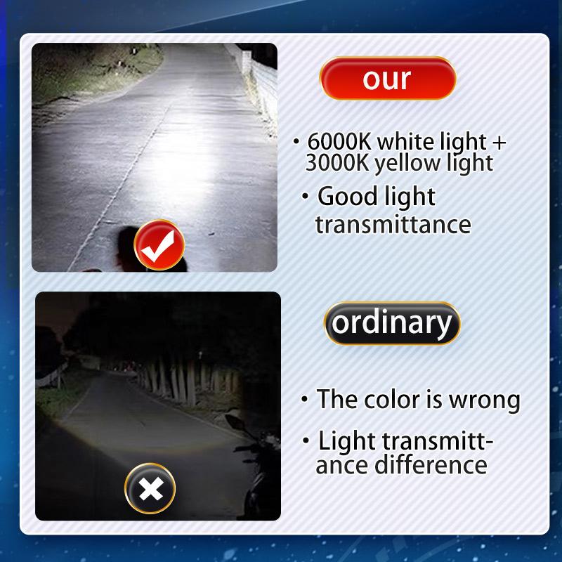 Мотоциклетная фара, противотуманная фара, вспомогательный прожектор, светодиодный рабочий светильник для вождения, двухцветный мини-светодиодный мини-светодиодный светильник для скутера, велосипеда, мотоцикла