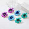 Exaggerated Multi-Color Handmade Flower Oil Drip Earrings for Women