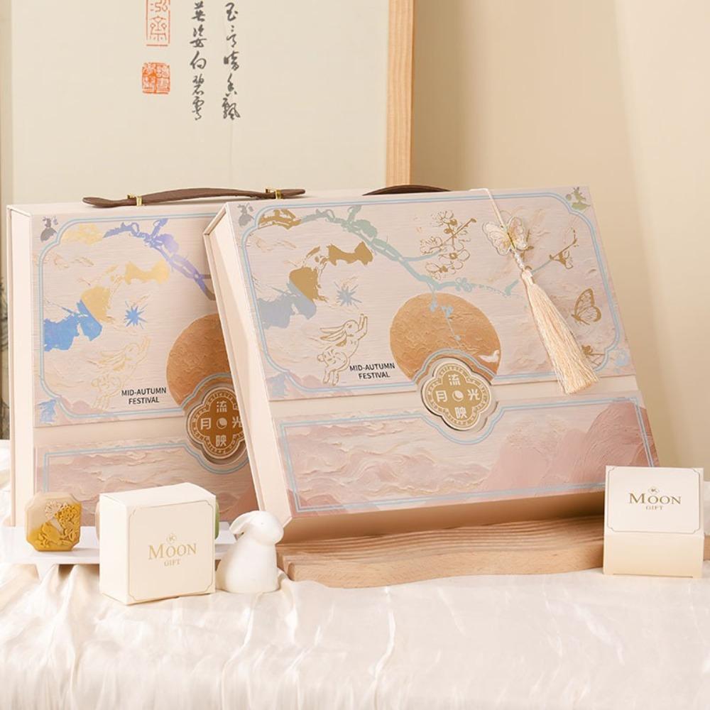 Chinese Style Moon Cake Box 6/8 Grids Egg Yolk Crisp Packaging Box  Festival Celebration