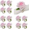 12PCS Artificial Flower Napkin Holders Napkin Rings Rose Napkin Rings for Dining Table Setting Table Napkin Buckles Serviette Rings Buckle for Party