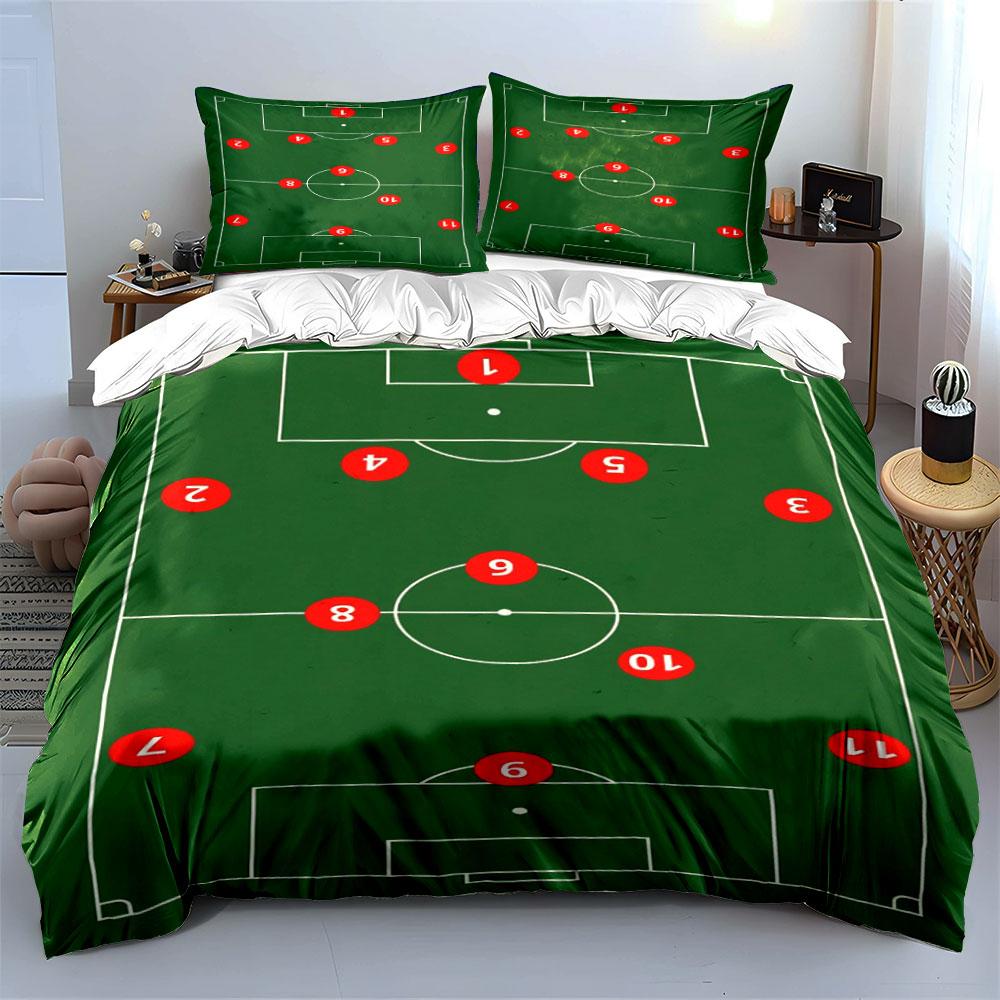 Soccer field with numbers. Bedding sets Duvet cover sets Duvet covers Pillowcases(1*Duvet Cover 2*Pillowcases without duvet insert)