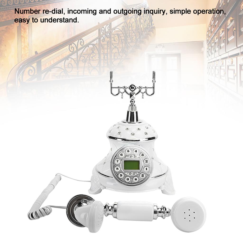 Белый стиль в европейском стиле со стразами, винтажный антикварный старый телефон, домашний стационарный телефон