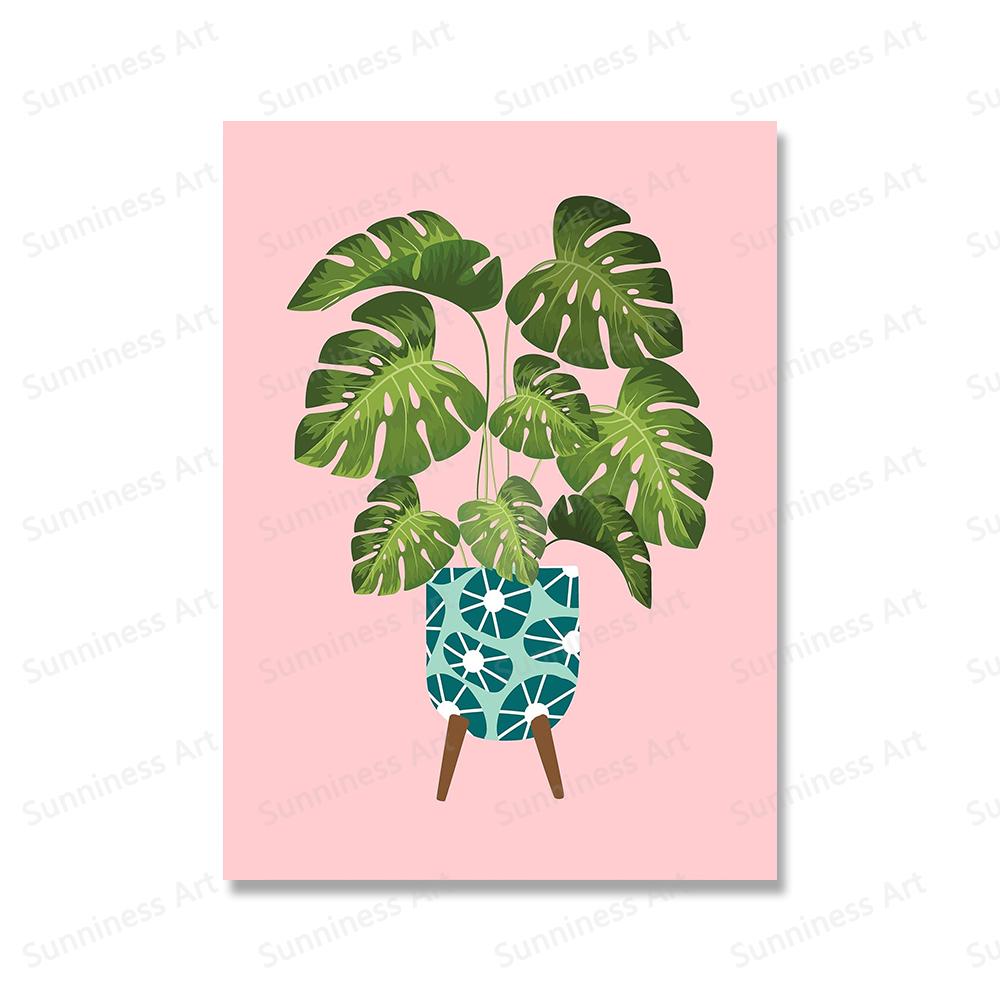 Животное Highland Cow в ванной комнате Wall Art Холст Картина Плакаты Ботаническая библиотека Монстера Лист Печать Для Кофейни Домашний Декор