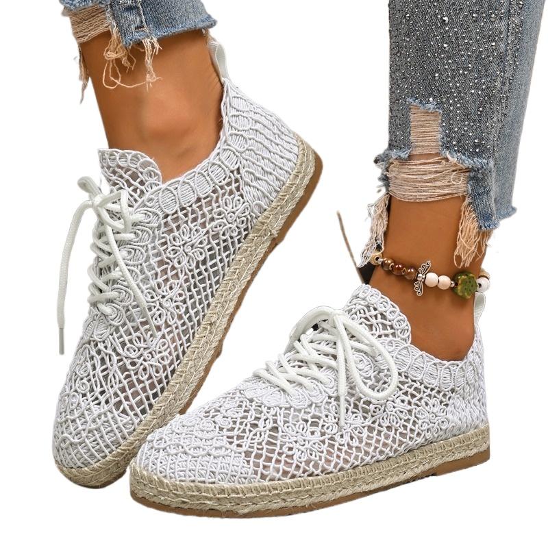 Мода 2025 Горячая Распродажа Женская Обувь На Шнуровке Женские Вулканизированные Туфли Мода Ажурные Новые Большие Размеры Повседневные Удобные На Плоской Подошве Низкий Каблук