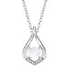 Necklace Natural Stone Moonstone June Birthstone Drop Motif Platinum Plated Silver 925 Jewelry Accessory Birthday Christmas Day Present Gift Wrapping