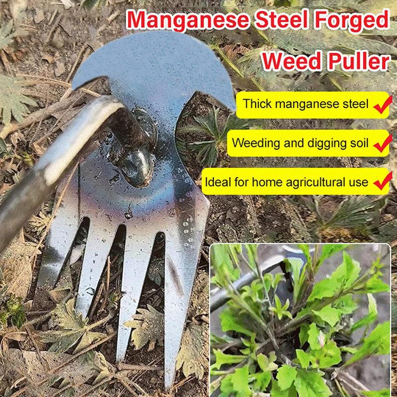 Weeder Puller Tool Root Pulling Tool 4 Teeth Uprooting Weeding Tool Hand Weeder Tool for Uprooting Weeding Manual Weeder Removal