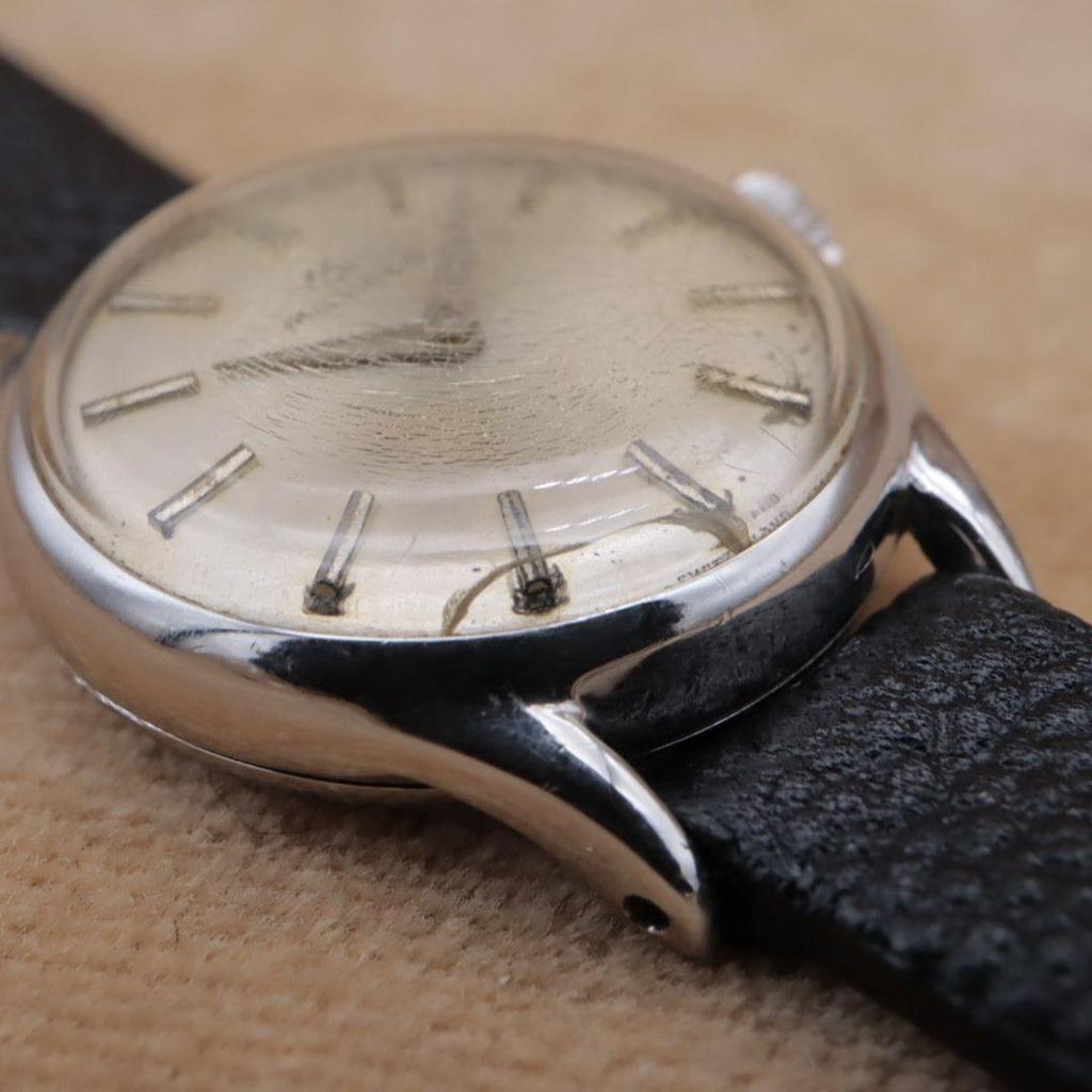 Б/У MOVADO Винтаж Ручной завод Индексы-палочки Серебристый Нержавеющая сталь SS Кожаный ремешок Заменен Редкий Винтаж Антиквариат [6-месячная гарантия] CH47