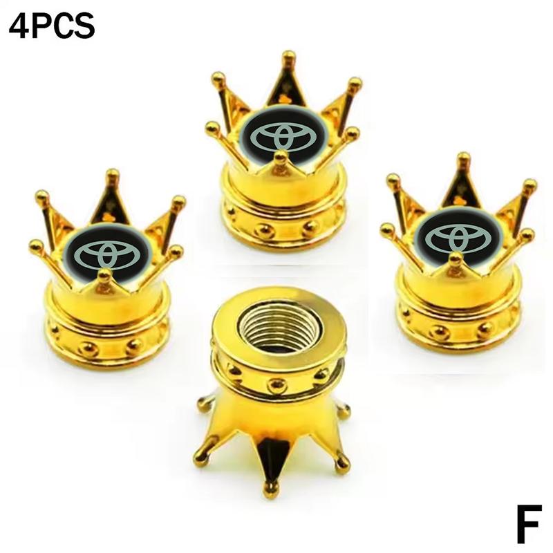 BBF1 4PCS Crown Style Tire Valve Stem Caps, Air Caps Cover, Aluminum Alloy Dustproof And Waterproof Valve Caps Cover For All Toyota