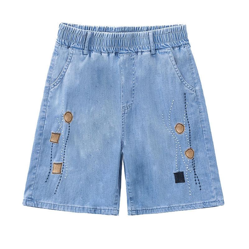 Женские летние тонкие широкие джинсовые шорты трапециевидного силуэта с высокой талией и широкими штанинами