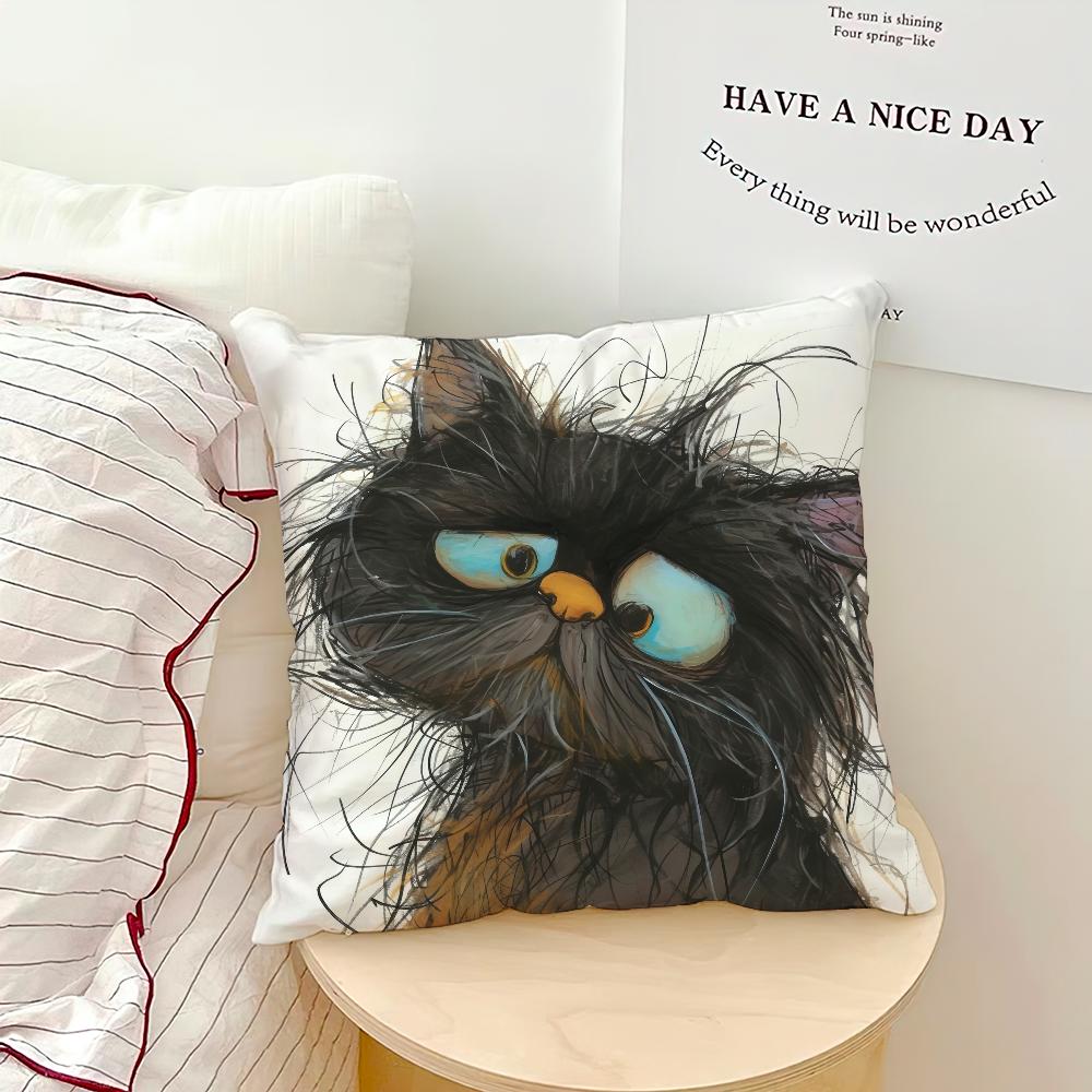 Чехол для подушки Whimsical Cat Art, для дивана, гостиной, спальни, изголовья, спинки, квадратная подушка, наволочка для сна