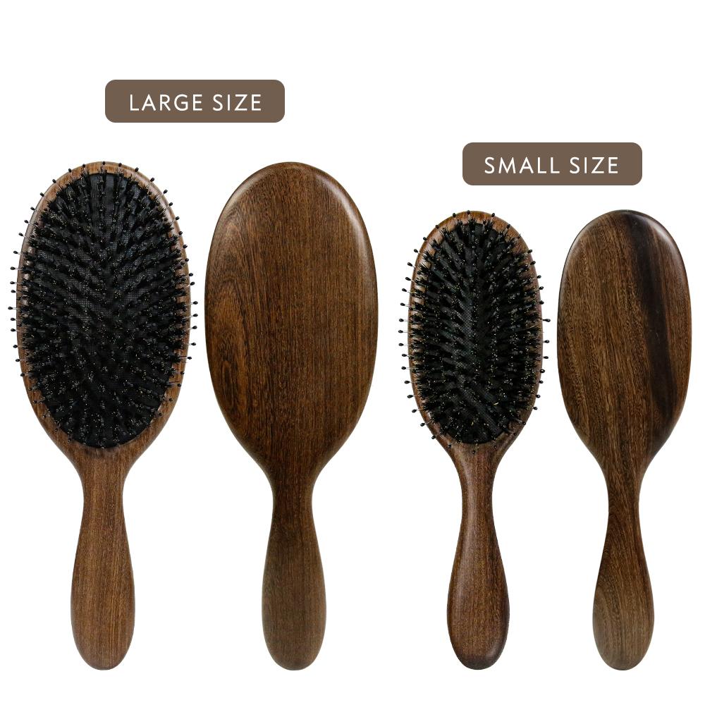 Hot Sale Popular High Quality Metal Pins Nylon Teeth Boar Bristle Sandal Wood Brushes Big Small Size
