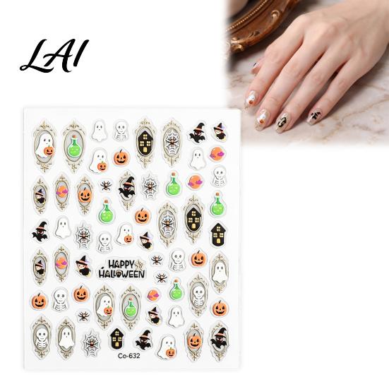 Festival Party Nail Stickers Art for Halloween Pumpkin Ghost Bat Potion Self Embellishments Adhesive Decals DIY Manicure Decoration Supplies