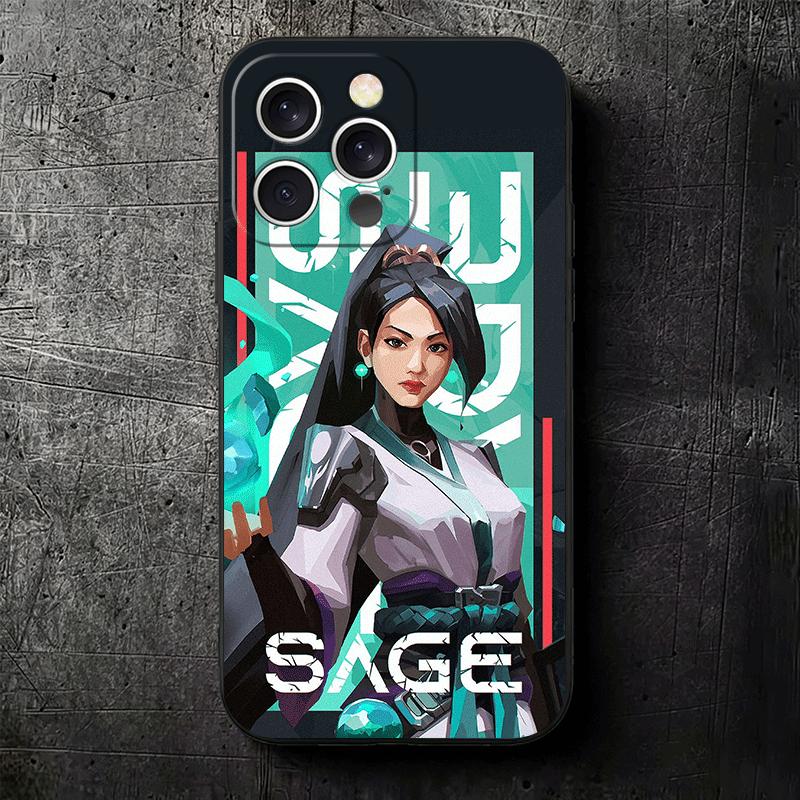V-Valorant Sage Soft Phone Case for iPhone 16 16E 17 Air 15 Pro Max 14 Plus 13 Mini 11 12 7 Black Cover Back Shell