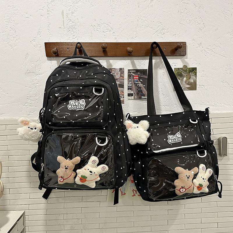 Japanese Ba Chi Pain Bag Large Food Amount School Bag Girls Junior High School Students Cute Polka Dot Backpack Second Dimensional Student Backpack