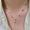 Alloy Plated 18K Gold Handmade Chain Green Bead Shell Necklace Clavicle Chain For Women Vintage Party Jewelry