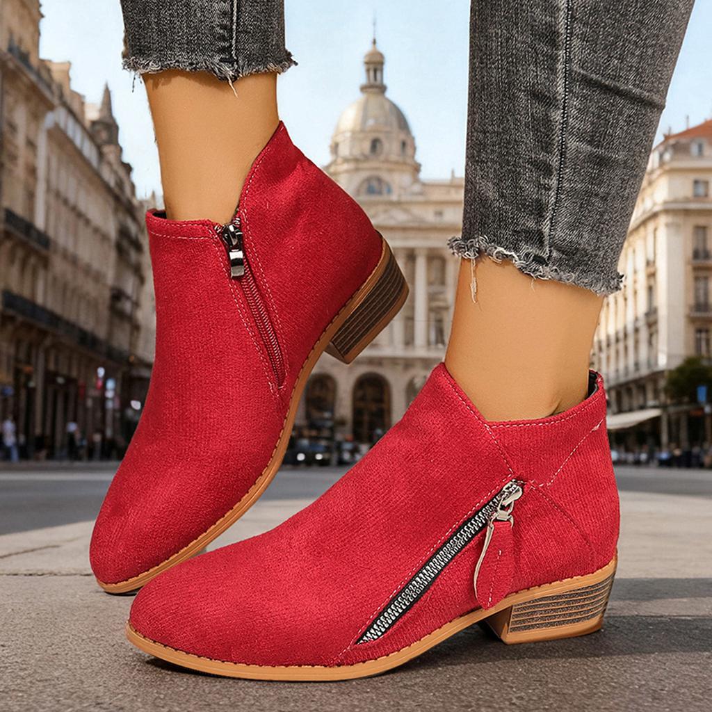 Независимая станция wish женская обувь для внешней торговли новая толстый каблук большой размер женские ботинки замшевые ботинки мартин низкий каблук боковая молния короткие ботинки женские