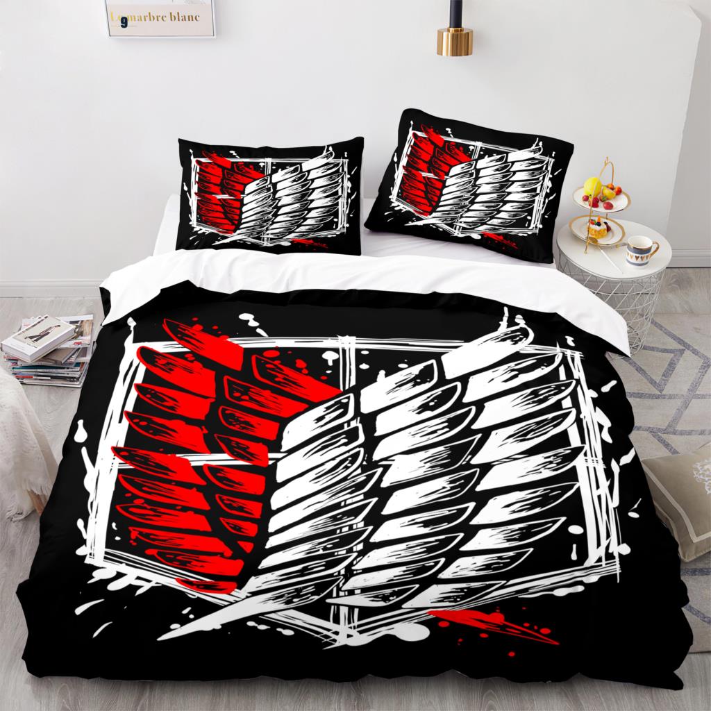 Anime Attack On Titan Bedding Collection Single Twin Full Queen King Size 23Pcs Bedding Collection Adult Kid Duvet Cover Collections Home Textiles