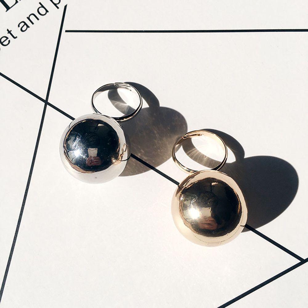 Прекрасные серебряные регулируемые украшения с открытием Модные женские кольца с большими металлическими шариками Женские