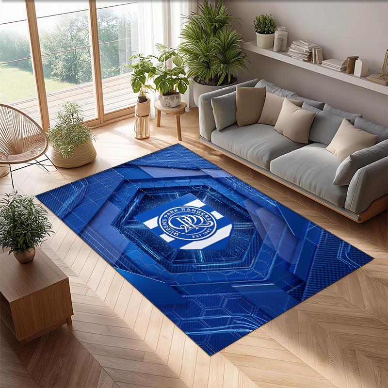 Queens Park Rangers Football Print Crystal Velvet Rug, Comfortable Water Absorbent Non Slip Indoor Floor Carpet