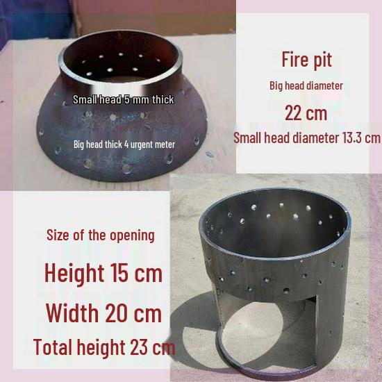 Firewood Gasifier Stove Fire Ring and Tank Head Accessories, Carbon Steel Inner Liner