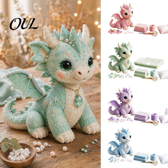 Patchwork Sea Animal Doll DIY Kit, Handmade Gnome Sewing Set for Home Decor, Fabric Cartoon Dragon Crafts Beginner