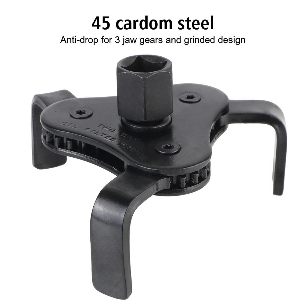 Oil Filter Wrench Universal From 2-1/2 Inch To 4.5 Inch Car Accessories With 3 Jaw Uninstall Removal Key Adjustable Oil Filter Wrench Tool Set