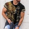 Summer Animal Wolf Print Men's T Shirt Round Neck Short Sleeve Loose Tops Casual Male Tees Oversized T Shirts 6XL