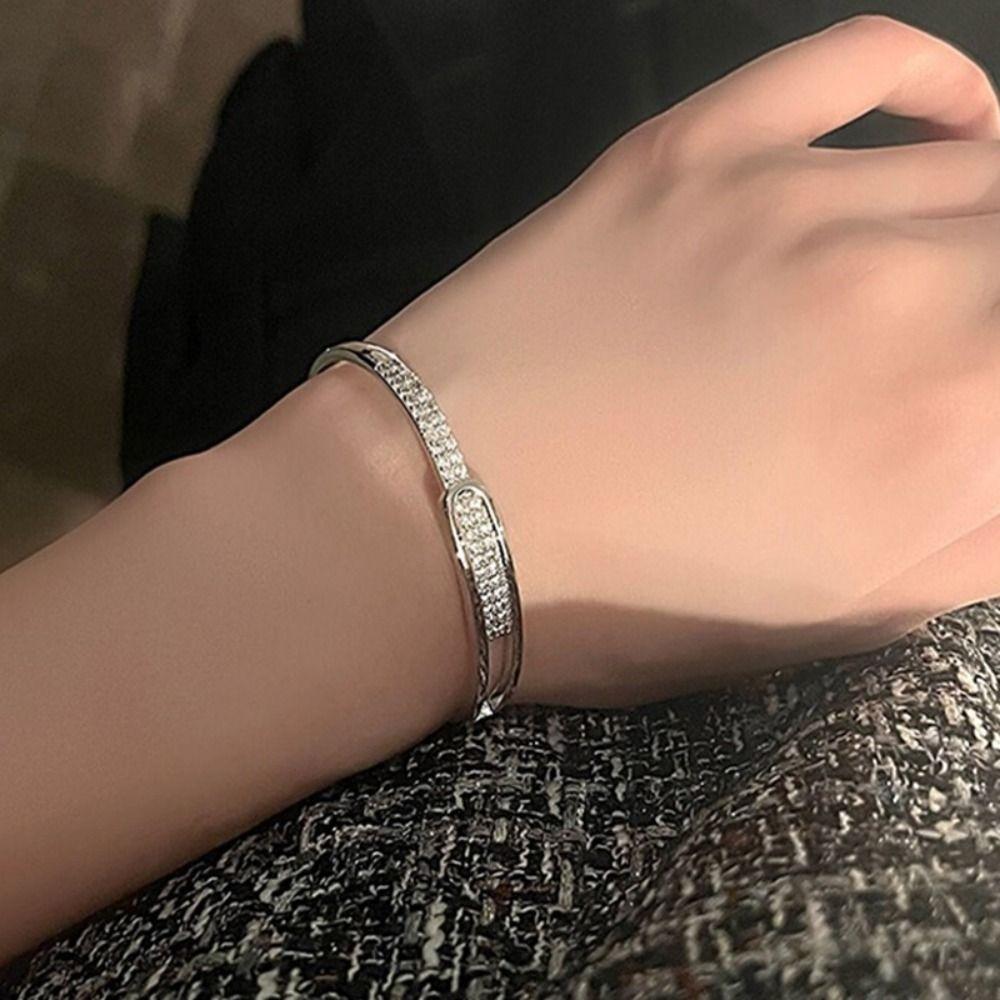 Set with Diamonds Opening Bangle Starry Sky Wrist Decoration Easy Matching Women Bracelet  Party