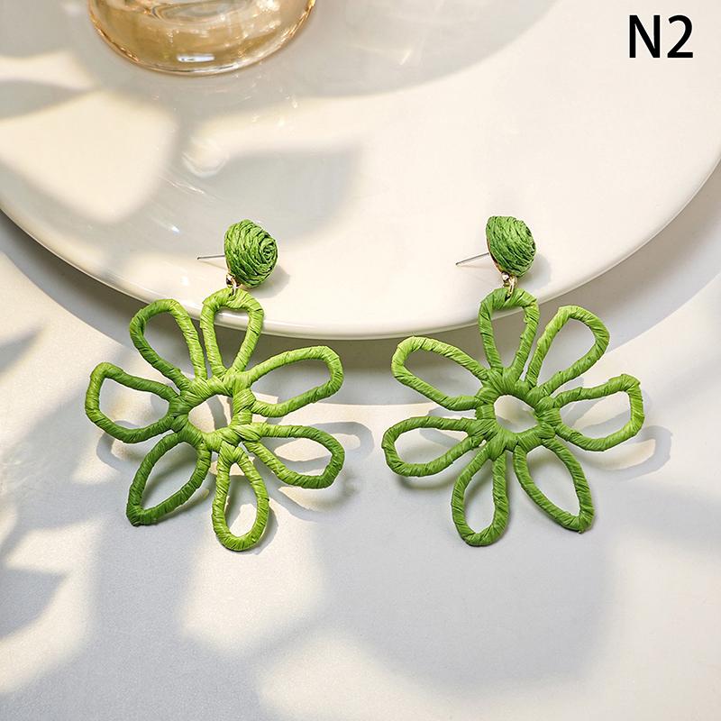 Летние Пляжные Серьги-Ветерки для Женщин, Красочные Серьги-Цветы Ручной Работы из Рафии, Ювелирные Изделия