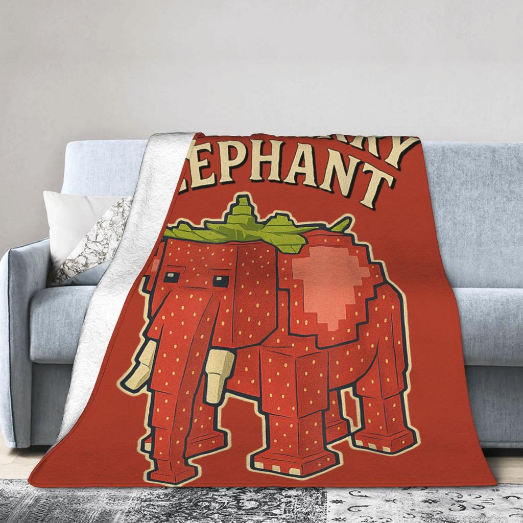 Strawberry Elephant Funny Italian Brainrot Gaming Meme Blankets Quality Super Soft Bedding Throws Winter Picnic Couch Bed