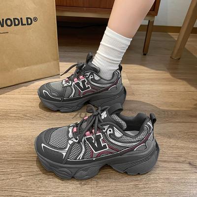 Модная женская обувь Осень Износостойкая 2024 Новая Повседневная Удобная Платформа Плоская Подошва Дышащая Сетка Шнуровка Обувь для Женщин