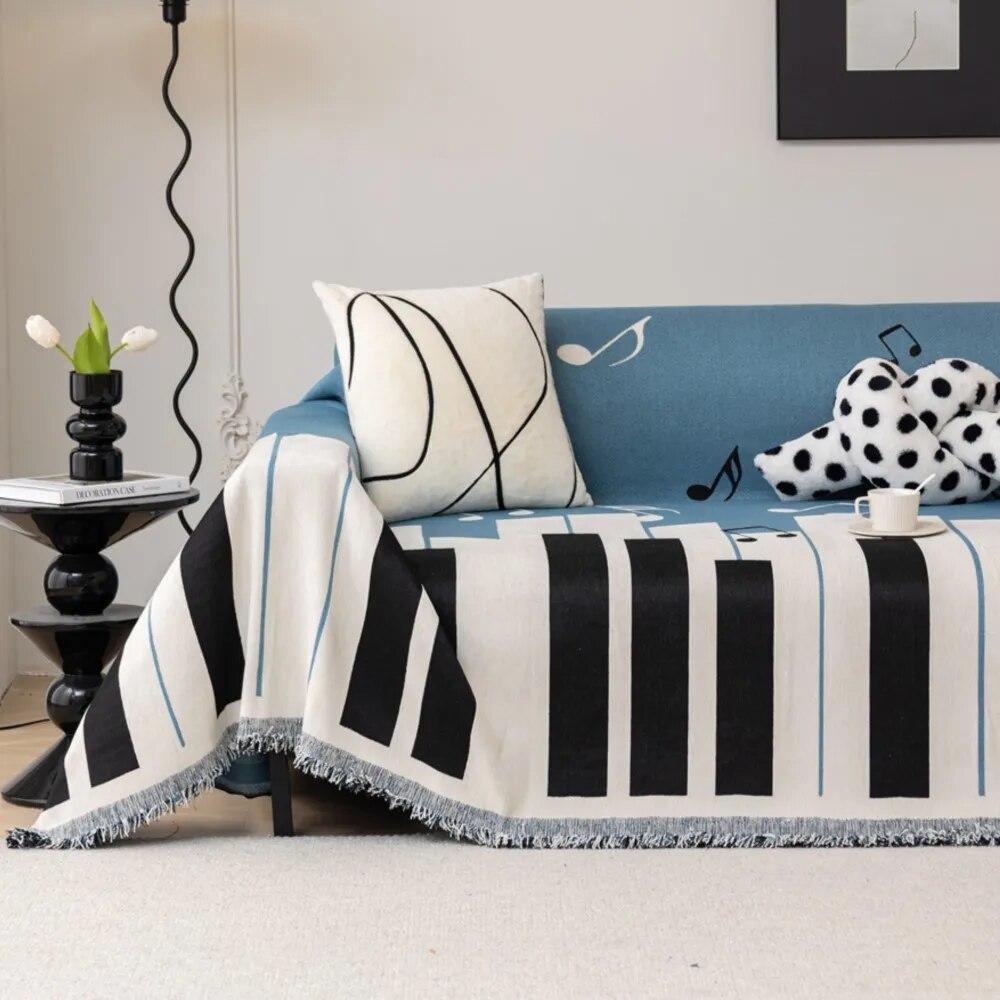 Чехол для дивана с ключом от фортепиано, полотенце для дивана, чехол для дивана из синели, коврик для домашних животных, коврик для гостиной, музыкальная нота, чехол для дивана, одеяло