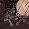 Y2k Gothic style zircon couple cross love pendant necklace, suitable for Christmas and Valentine's Day gifts for lovers and frie