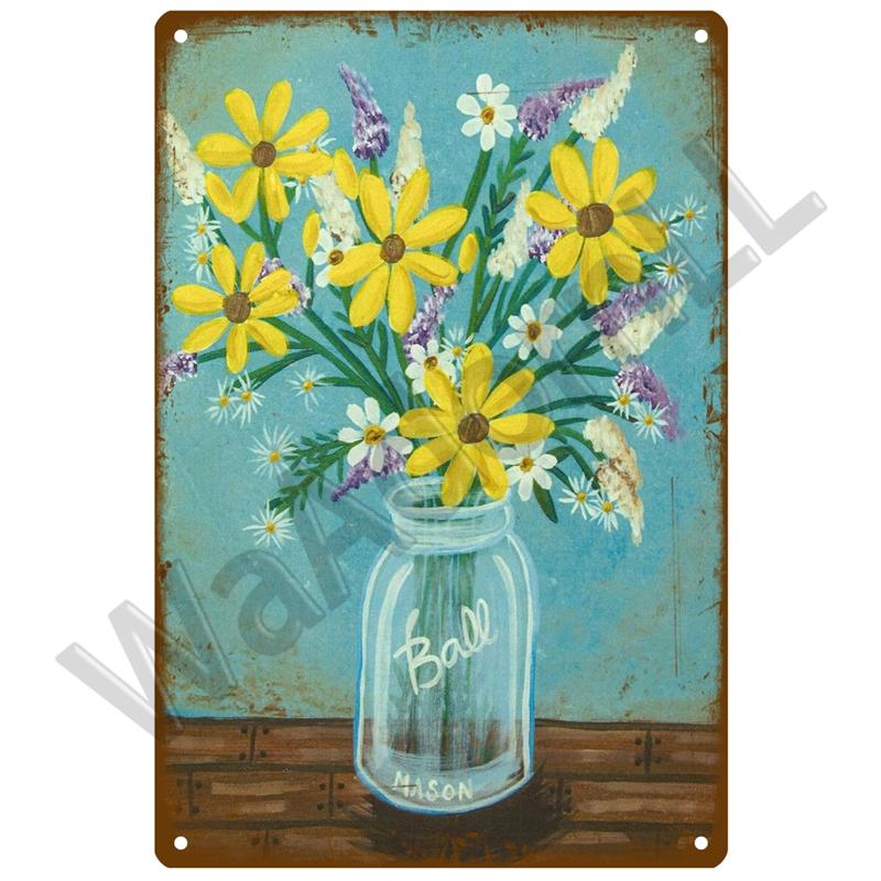 Ретро садовая жестяная вывеска, винтажный настенный плакат, металлический знак, декоративная настенная тарелка, цветочная табличка, металлический винтажный декор, аксессуары