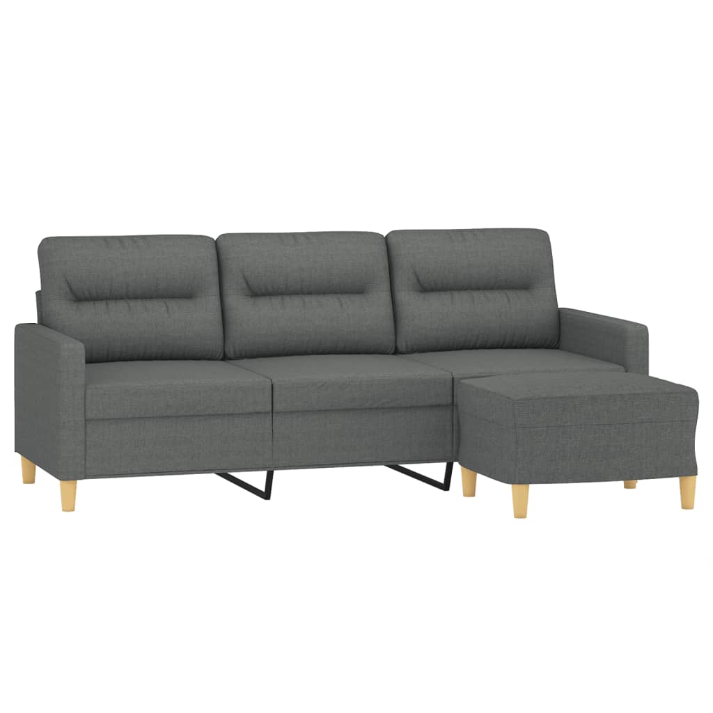 Vidaxl 3-Osobowa Sofa Z Podnóżkiem, Ciemnoszary, 180 Cm, Tkaniną
