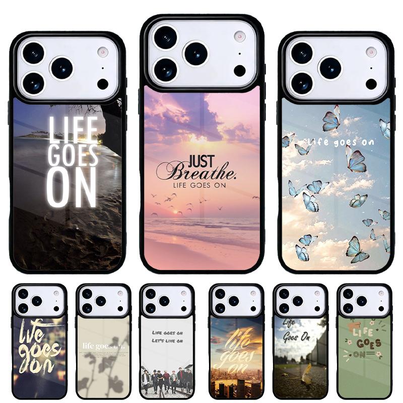 Чехол для телефона "Жизнь продолжается" для iPhone 17 16 15 14 13 Pro Max Задняя крышка для 12 11 Pro Coque
