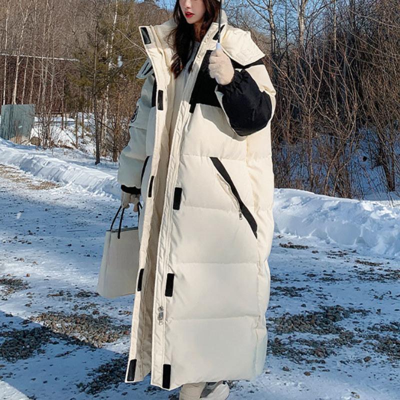 Зимняя длинная пуховая хлопковая куртка женская Manteau Femme Hiver 2023 свободная в стиле сафари толстые теплые парки с капюшоном женские пальто до колена