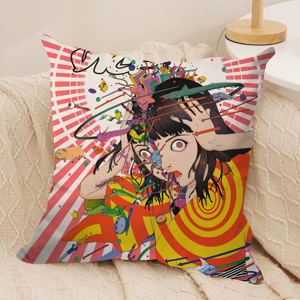 Funny SShintaro Kago Cushion Cover Silky Short Plush Sofa Pillow Cover Hidden Zipper Soft Dustproof Case for Home Decor