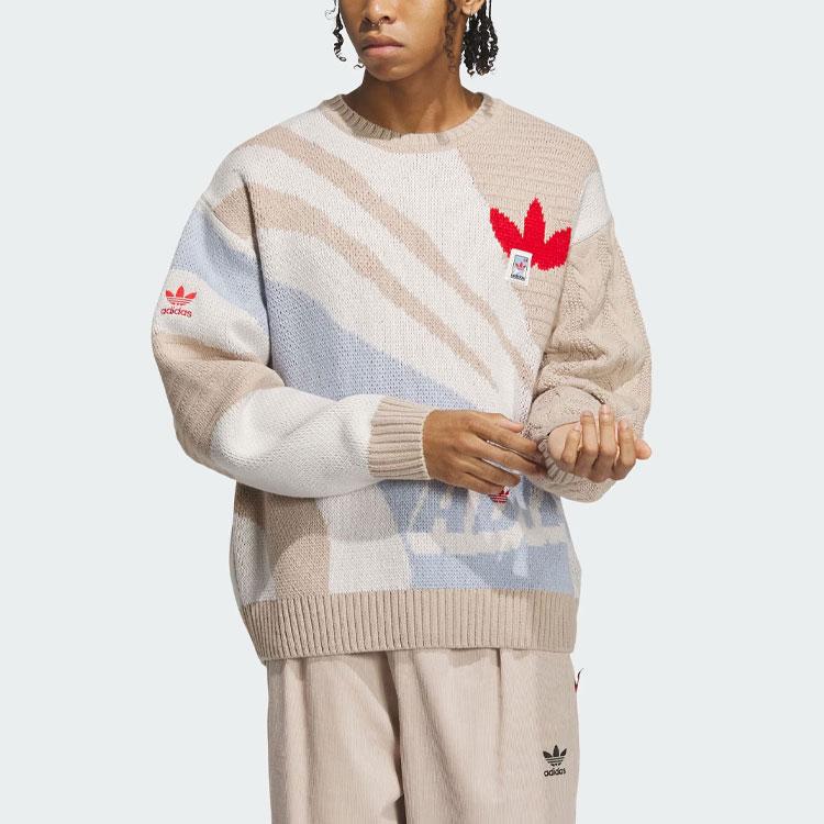 adidas Originals Sportswear Logo Интарсия Пуловер Вязаный свитер Мужские топы Светло-хаки IN0985
