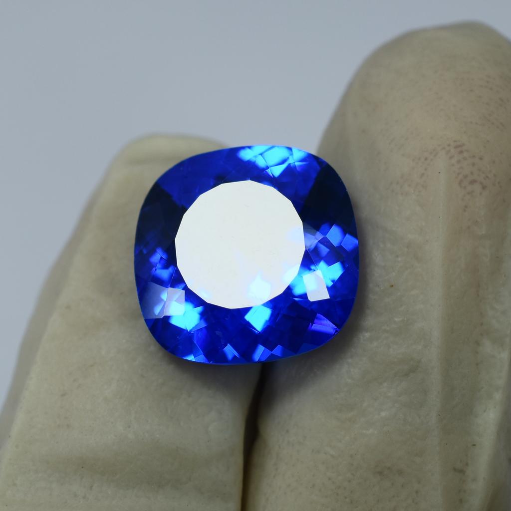 Natural Blue Tanzanite Loose Gemstone Square Cushion Shape 14.80 ct for Jewelry Making and Crafts