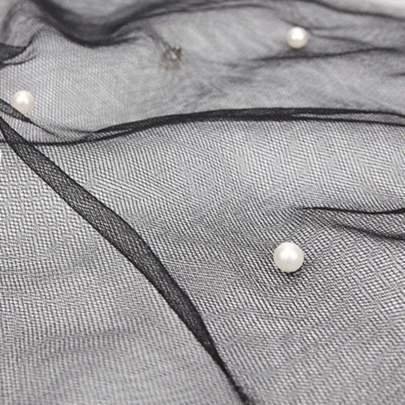 Women Girls Scarf Fake Pearl Decorative Mesh Necklace Scarf Circle Scarf For Summer Short Scarf False Collar Scarf Accessories