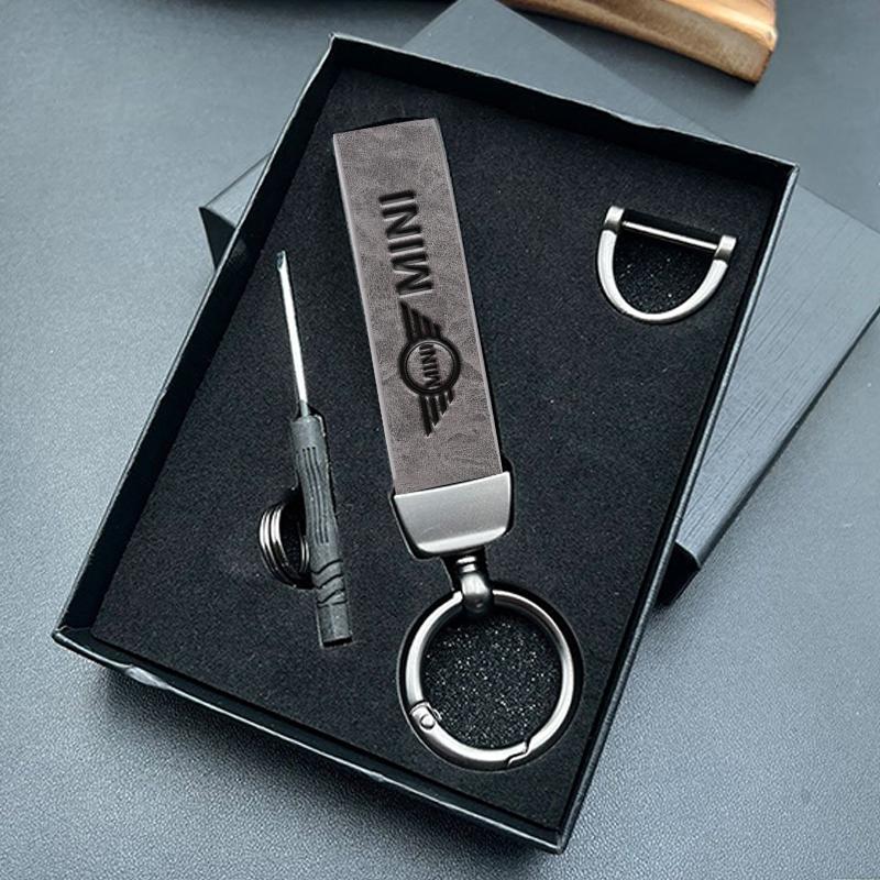 Car Vintage Leather KeyChain 360 Degree Rotating Key Ring Accessories For Mini Cooper One JCW F54 F55 F56 F57 F60 R50 R52 R53 pwaxk99
