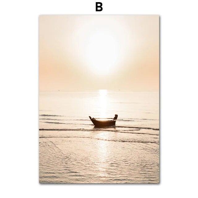 Бохо природный пейзаж озеро волна пальма фреска скандинавские постеры настенная живопись на холсте и принты картинки для декора гостиной