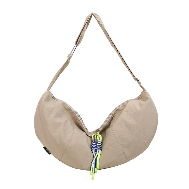 Простая и элегантная однотонная нейлоновая сумка через плечо, новая сумка через плечо с мягкой молнией, многофункциональная сумка для поездок на работу