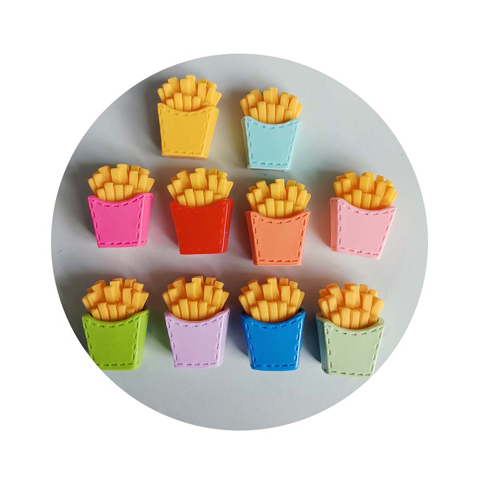 Bulk 100Pcs/Lot 3D Mini Resin French Fries Food Ornaments Lovely Sweet Doll House Food Crafts for Phone Case Kitchen Room Decor