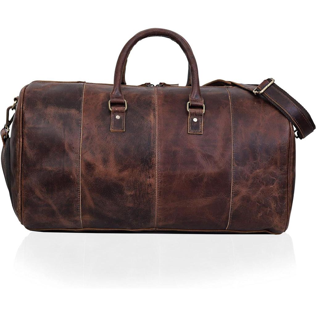 Leather Duffle Bags For Men's Leather Weekender Bag For Women Full Grain Overnight Sports Gym Duffle