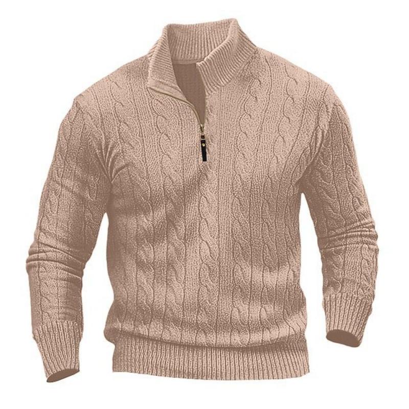 Men'S Autumn And Winter Men'S Twist Knitted Sweater Semi-Zipper Stand-Up Collar Casual Warm Sweater Men'S Bottoming Shirt