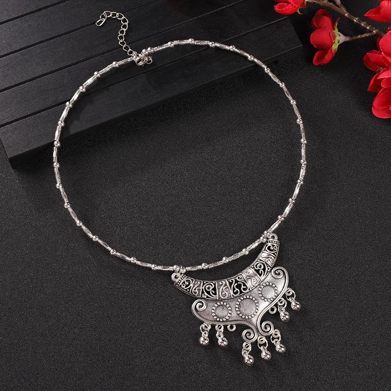 Ожерелье ручной работы с подвеской-кисточкой из мьяоского серебра в виде ретро-цветка, нишевая экзотическая женская цепочка для ключицы