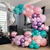 116pcs Mermaid Tail Shell Balloon Garland Arch Pink Purple Latex Ballon Baby Shower Girl 1st Birthday Party Favors Wedding